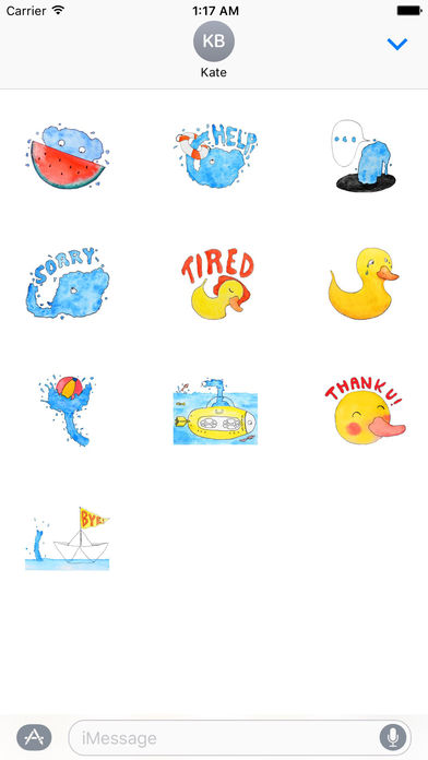 Cool Watercolor Water Elephant Sticker screenshot 3