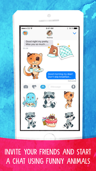 Funny Animals - very cute watercolor sticker pack screenshot 4