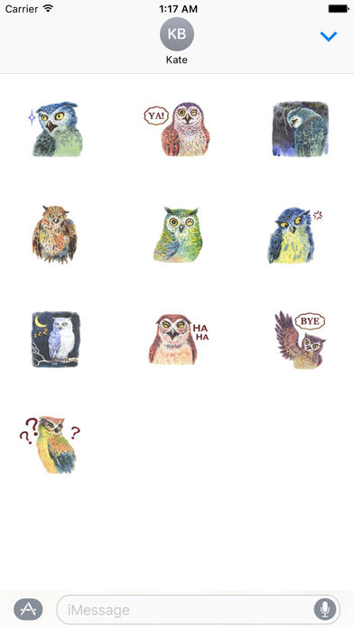 Watercolor Talking Owls Sticker screenshot 3