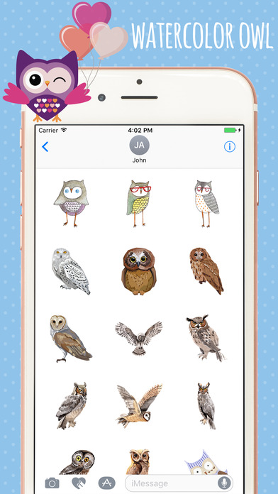 Watercolor Owl Stickers Pack screenshot 4
