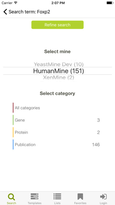 InterMine Gene Search screenshot 2