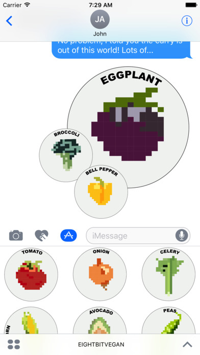 8 BIT VEGAN- sticker app for pixel art vegetables screenshot 2