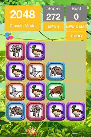 2048 + UNDO Number Puzzles Games “ Wild Animals Edition ” screenshot 2