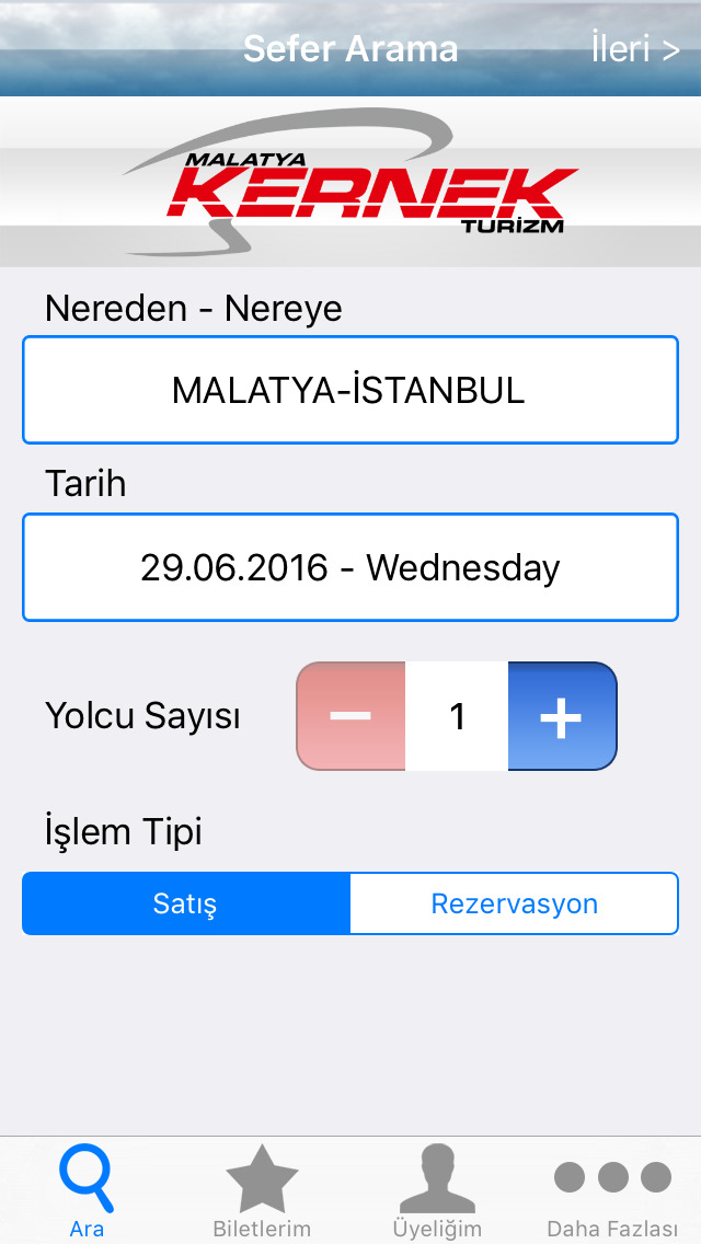 Malatya Kernek Turizm Otobus Bileti