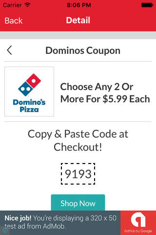 Coupons for Dominos Pizza Free App screenshot 2