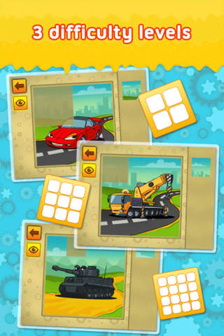Cars, Trucks and other Vehicles 2 : puzzle game for little boys and preschool kids : Free screenshot 2