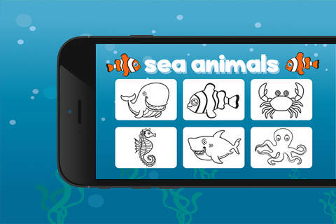 Sea Animal Coloring Book - Underwater sea animals coloring game for kids, toddlers and preschoolers screenshot 2