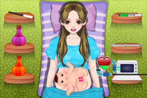 Cute Girl Giving Birth Baby - Beauty Mommy Newborn、Happy Family screenshot 2