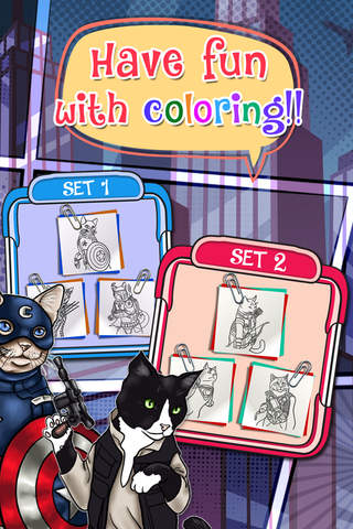 Coloring Book : Painting Pictures Cats Superheroes Cartoon Free Edition screenshot 3