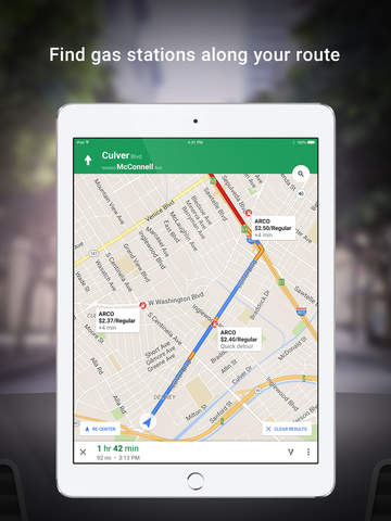 Screenshots of Google Maps for iPad