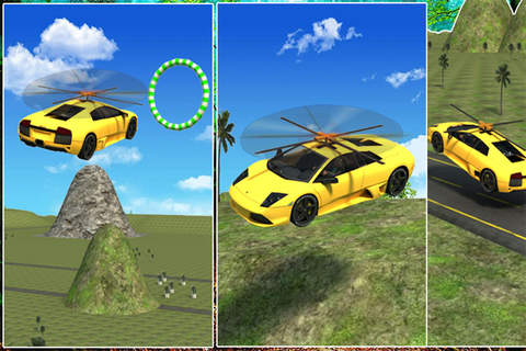 Flying Car Driving Simulator Free Extreme Car Helicopter Flight screenshot 2