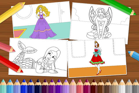 Princesses, Mermaids and Fairies - Coloring Book for Little Boys, Little Girls and Kids screenshot 2