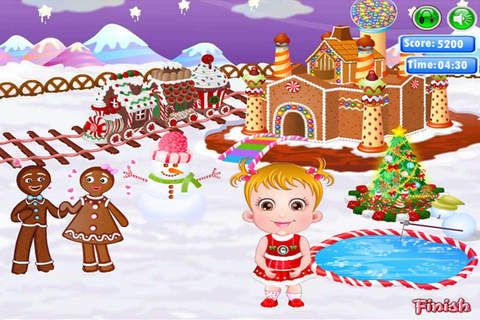 Cute Baby Hazel Gingerbread House - make snowman,christmas tree,train screenshot 2