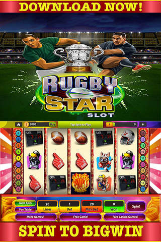 Casino & Las Vegas: Slots Of Rugby Spin Beach Free Game screenshot 2