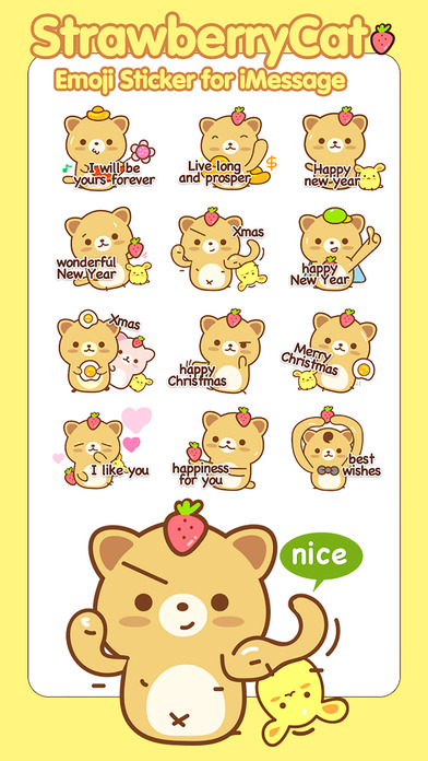 Strawberry Cat Pro - Cute & Emotional Stickers screenshot 2