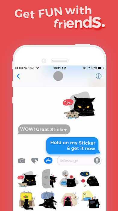 Black Cat Stickers for iMessage screenshot 3