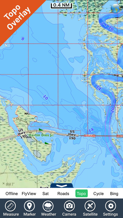 B A Steinhagen Texas HD GPS fishing map offline screenshot 4