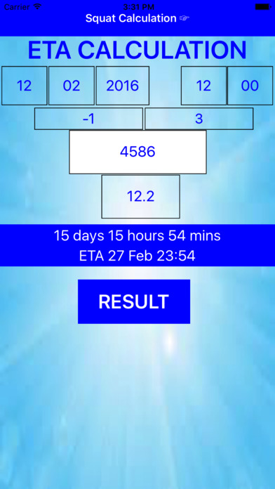ETA and Squat calculation screenshot 3