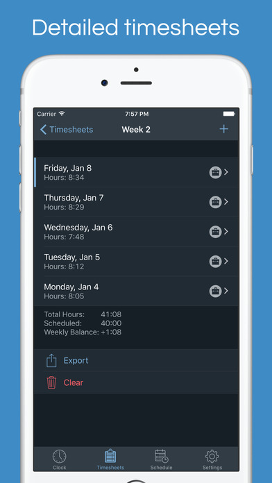 Flexishift Pro – Work time tracking & reporting screenshot 2
