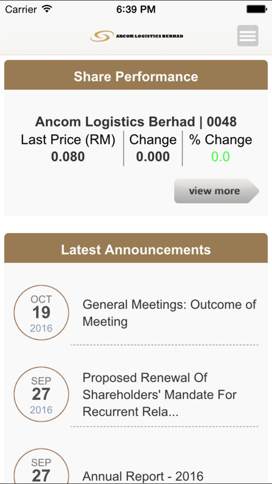 Ancom Logistics Investor Relations screenshot 2