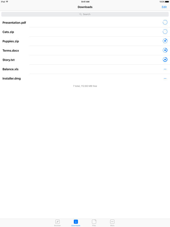 Screenshots of Browser and File Manager for Documents for iPad