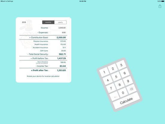 Worksheet Self Employed Income Calculation Worksheet sv est social security sva and income tax calculator for ipad screenshot 1
