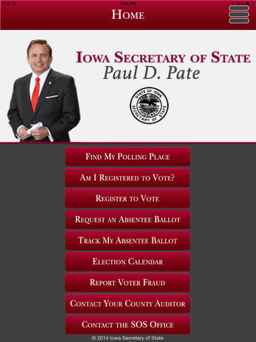 Iowa Secretary of State Election App for iPad