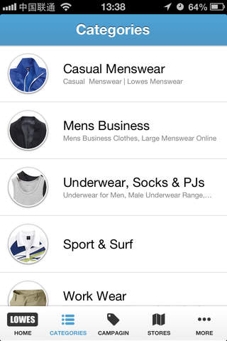 Lowes Menswear screenshot 2