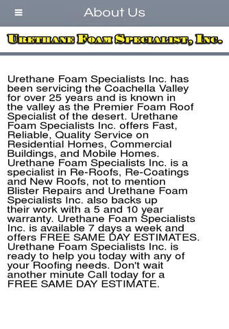 Urethane Foam Specialist Inc. screenshot 2