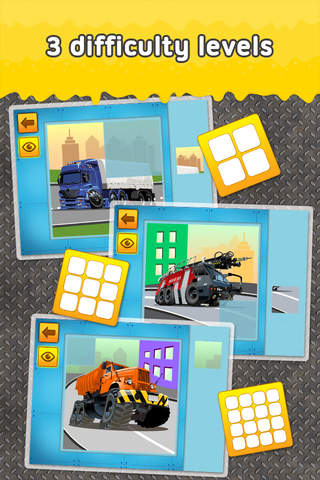 Fire Engines and other Trucks - puzzle game for little boys and preschool kids - Free screenshot 2