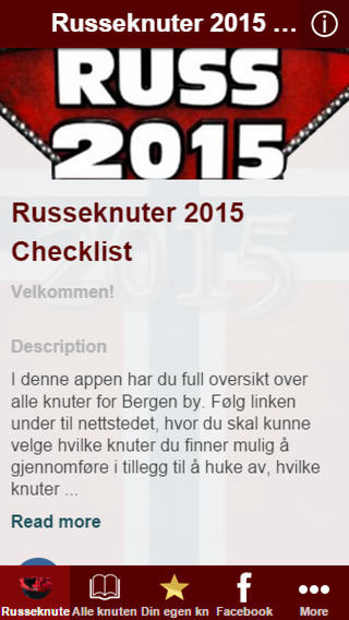 Russeknuter 2015 Checklist