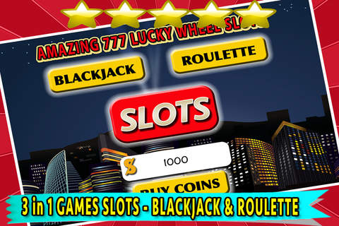 Amazing 777 Lucky Wheel Slots - 3 in 1 Jackpot Slot, Blackjack and Roulette Games Pro screenshot 2