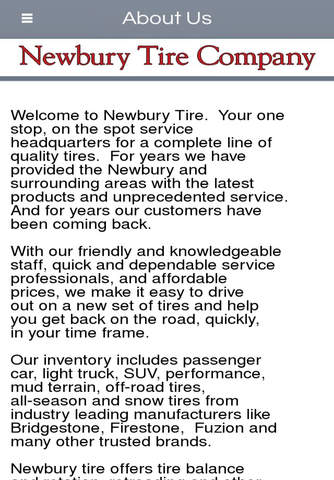 Newbury Tire Company screenshot 2