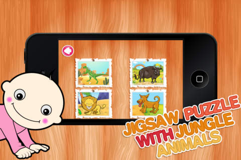 Jigsaw Puzzle With Jungle Animals - Preschool Learning Game for Kids and Toddlers screenshot 2