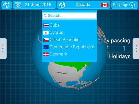 National Holidays Globe HD Pro screenshot 2