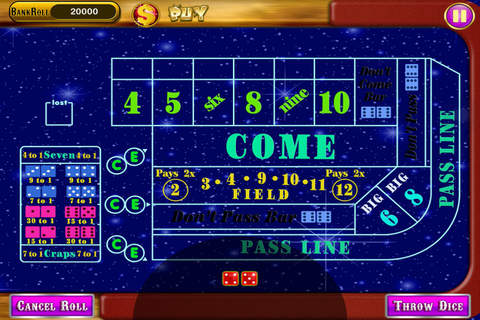 A lot of Money at Stake Craps Dice Jackpot Xtreme Casino Pro screenshot 2