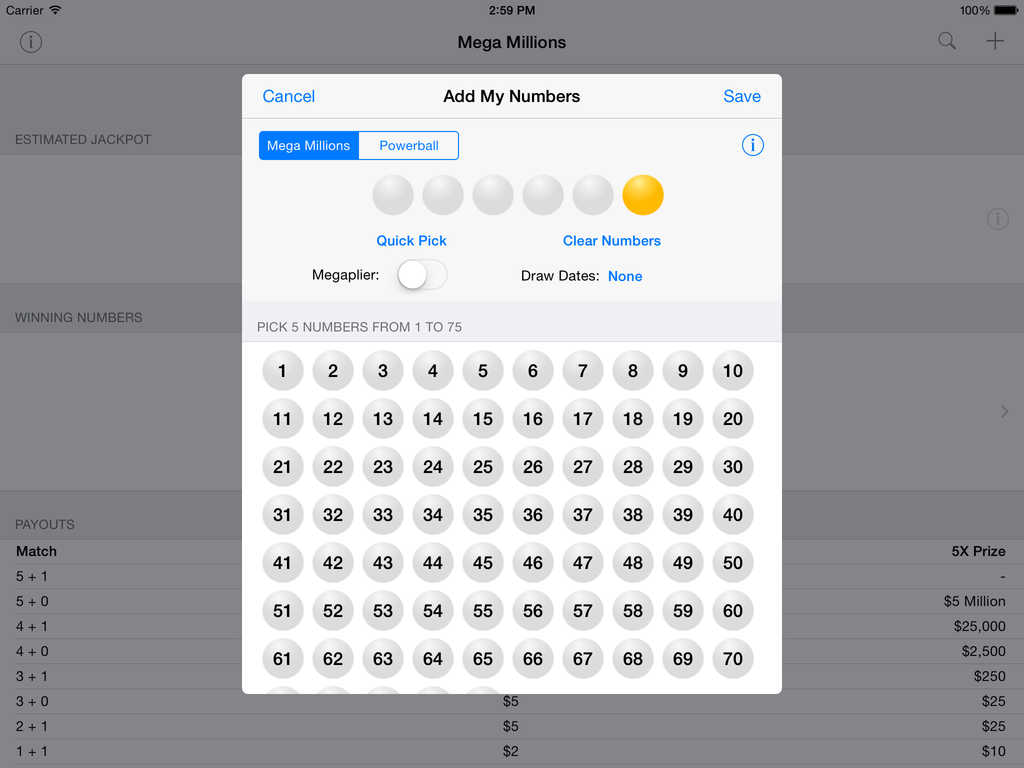 Powerball Prize Payout Chart