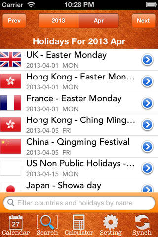 World Calendar - Public Holiday & Culture Event - Free screenshot 4