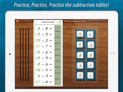 Subtraction Tables - A Montessori Approach to Math