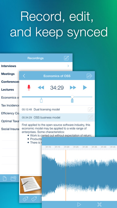 eXtra Voice Recorder: record, edit, take notes, and sync with Dropbox (Perfect for lectures or meetings) 앱스토어 스크린샷