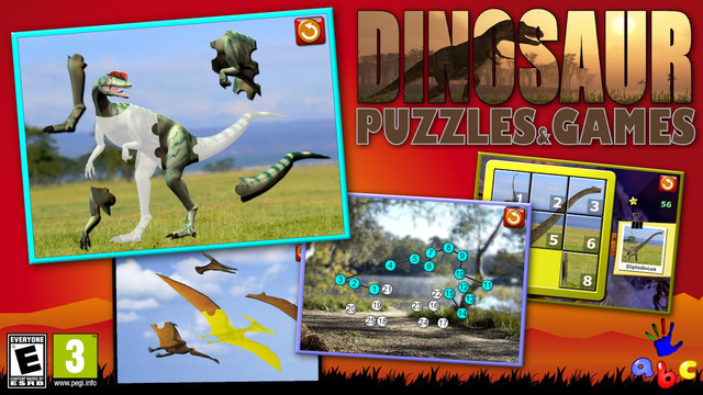 Kids dinosaur puzzles and number games - teaches young children the alphabet counting and jigsaw sha