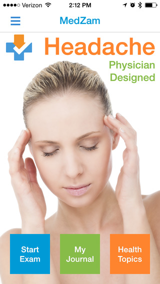 MedZam Headache Migraine Symptom Checker and Free Diary App