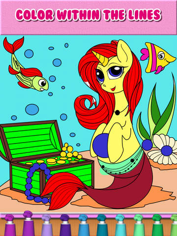 【免費遊戲App】Pony Mermaid Games For Girls: My Little Coloring Book for Kids-APP點子