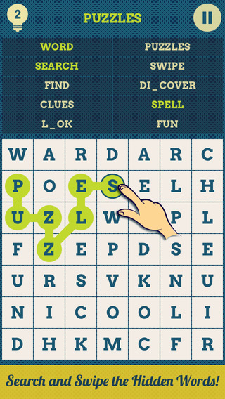 Cross Word Puzzles : Search and Swipe the Hidden Words