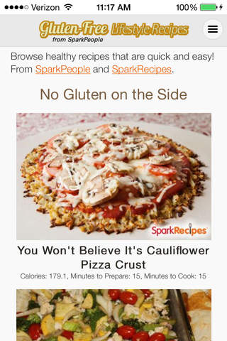 Gluten-Free Lifestyle Recipes from SparkPeople screenshot 2