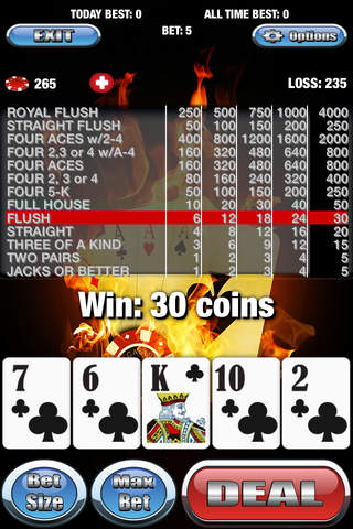 A Aces on Fire Video Poker - Max Bet 5 Card Draw screenshot 3