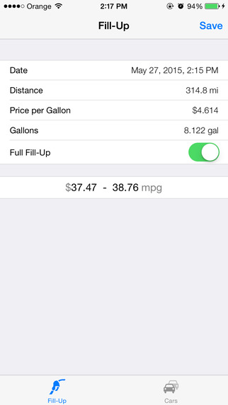 Fuel Economy - calculator tracker