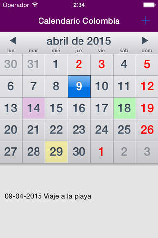 Calendario 2018 Colombia NoAds screenshot 4