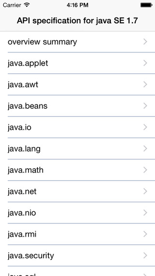 API specification for java SE 1.7