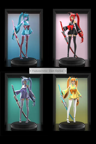 Figuromo Artist : Yuki Sword Anime Girl - 3D Color Combine and Design Sculpture screenshot 4
